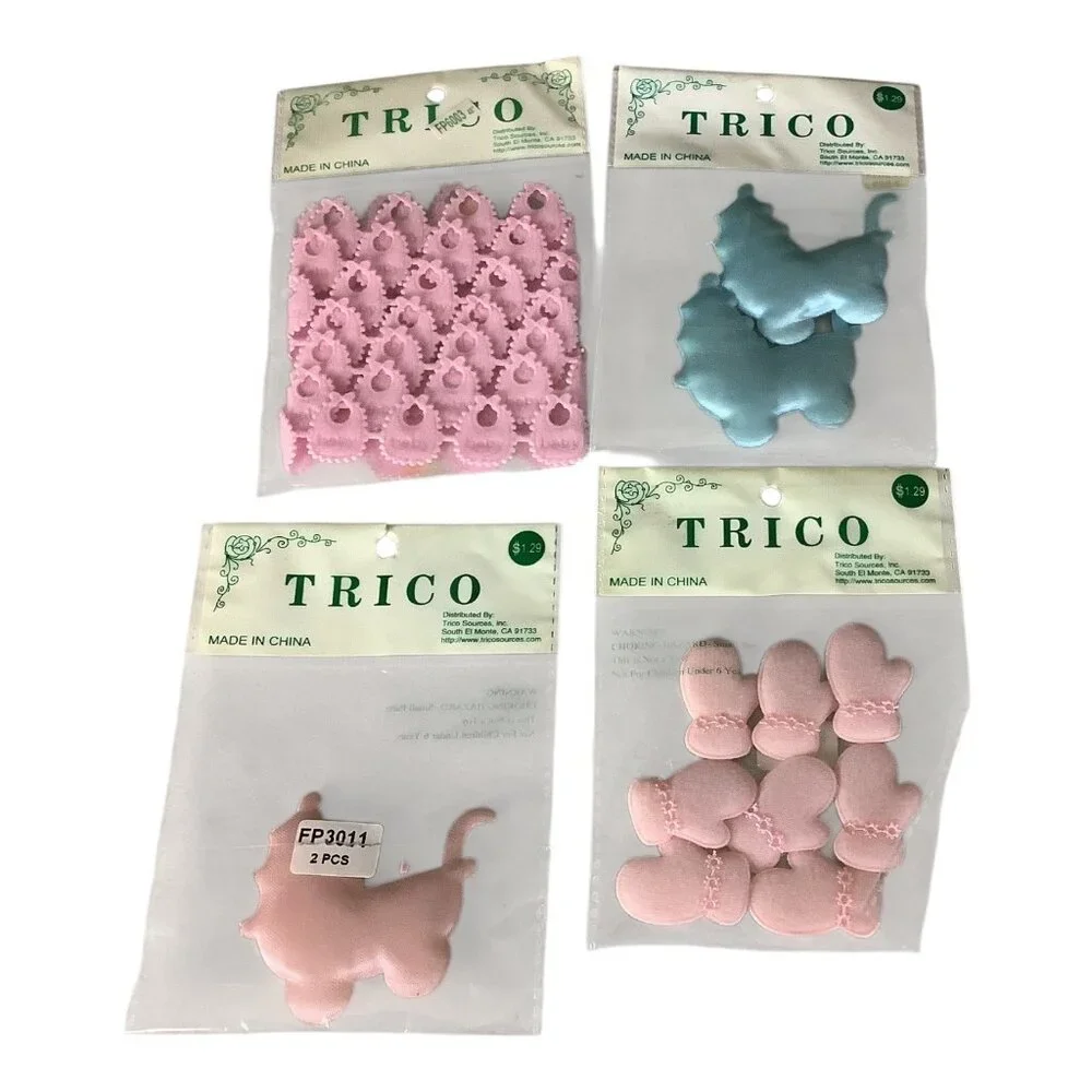 Trico Baby Themed Craft Embellishments 4 Sets Pink And Blue Colors‎